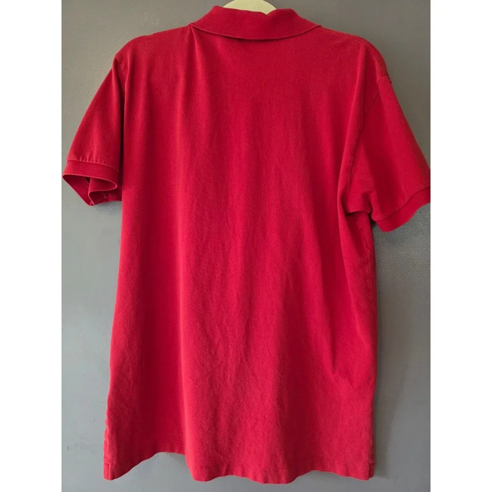 Polo Ralph Lauren Mens Medium Red Short Sleeve Pique Cotton Polo Shirt Navy Pony